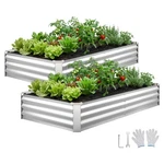 Vevor 2 Pcs Galvanized Raised Garden Beds 6X3X1FT Rectangular Planter Box Silver. Fixed Price $58.99.