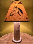 Rustic Cedar Log Lamp W/ Horse Shoe Shade Included! Man Cave Cabin Ranch Decor. Fixed Price $129.99.