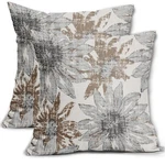 Brown Grey Gray Pillow Covers 24X24 Set Of Retro Sunflower Flowers Print De.... Fixed Price $32.17.