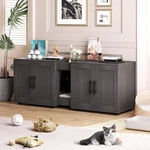 Double Litter Box Enclosure, Hidden Furniture For Two Cats, 55"L Living Room. Fixed Price $118.84.