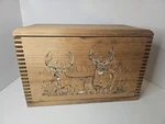 Rustic Handcrafted Wooden Storage Box Deer Buck Wildlife Cabin Decor Chest. Fixed Price $24.13.