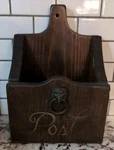 Primitive Salt Box Style Wooden Post - Mail Letter Hanging. Fixed Price $49.99.
