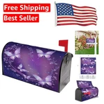 Vivid Purple Butterfly Mailbox Cover With Glowing Fireworks - 21X18 Inches. Fixed Price $19.99.