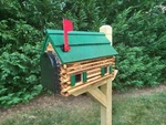 Log Cabin Mailbox Amish Handmade Wooden With Cedar Shake Roof Metal Ins. Fixed Price $201.09.