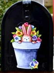 Magnet (partial Cover) Spring Potted Bunny With Pansies Custom. Fixed Price $6.95.
