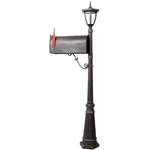 Cast Aluminum Mailbox Post With Solar Light, Brown, Fluted Base. Fixed Price $283.79.