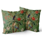 Green Chinoiserie Pillow Cover 20X20 Inch Vintage Bird Flower Throw Co.... Fixed Price $27.89.