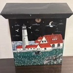 Vintage Black Metal Wall Mount Mailbox Lighthouse Scene Hand Painted Signed. Fixed Price $31.29.