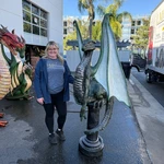 Dragon Green Sitting Post Mythical Prop Resin Theme Decor Life Size Statue. Fixed Price $1585.85.