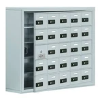 Cell Phone Locker, 37 In W, 9 1/4 D, 31 H, (5) Tier, Wide, Silver. Fixed Price $3253.45.