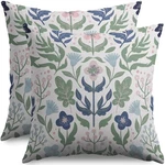 Blue Green Floral Pillow Covers 18X18 Set Of 2 Spring Summer Navy Pink Flower.... Fixed Price $23.61.