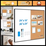 Magnetic Dry Erase & Cork Combo 24"X18" Wall Bulletin Vision Board, Black. Fixed Price $65.99.