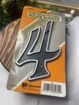 Hillman Silver Reflective Plastic House Number 4 Nos Vintage W/ Screws. Fixed Price $7.50.