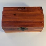 Cedar Wood Trinket Box Rectangle Stained Grain Latch Sandusky Ohio. Fixed Price $15.00.