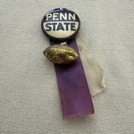 1960S Penn State Vintage Pinback Button With Ribbon And Football Charm. Fixed Price $15.00.