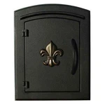 Manchester Non-locking Column Mount Mailbox Decorative Fleur Lis Door Black. Fixed Price $557.88.
