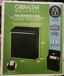 Gibraltar Vertical Galvanized Steel Wallmounted Black Lockable Mailbox THVKB001. Fixed Price $19.99.