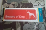 "beware Of Dog" Durable Plastic Self Adhesive Sign Warning Red Wht , 3X9- New. Fixed Price $12.50.