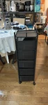Black Metal 4-COMPARTMENT Rectangular Storage Basket Cart On Wheels. Fixed Price $29.00.
