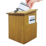 7.6X7.3X9.4" Wall Mounted Wooden Box For Suggestions, Charity, And Fundraising. Fixed Price $22.56.