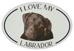 Oval Dog Breed Picture Car Magnet - Love My Labrador (chocolate Lab). Fixed Price $8.49.