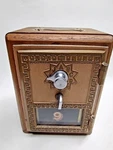 Vintage 1959 Post Office Keyless Lock Bank Oak Cabinet #9 Good Combo 6" Tall. Fixed Price $64.50.