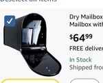 Dry Mailbox Weatherproof Outdoor Metal With Insert, Black. Fixed Price $45.00.