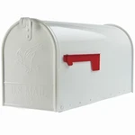 Elite Post-mount Mailbox, Large, White Steel E1600WAM. Fixed Price $59.90.