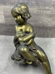 Vintage Cherub Angel Architectural Finial, Cast Iron Bronze Bras Overlay Antique. Fixed Price $34.00.