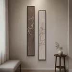 Long Narrow Framed Neutral Abstract Vertical Wall Art Set, 2 Piece Modern Can.... Fixed Price $143.92.