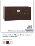 Salsbury Industries Vertical Mailbox Recessed Mounted 7,6,& 5 Doors. Fixed Price $565.00.
