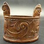 Norwegian Folk Art Baroque Acanthus Carved Birch Tine Box C. 1910, Bottom Only. Fixed Price $45.00.