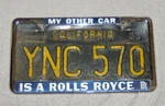 My Other Car Is Rolls-royce License Tag Frame Nos! Bentley Gm Chey Ford. Fixed Price $65.00.