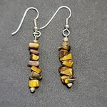 Vintage Tiger Eye Stacked Stone Dangle Earrings Silver Drop Hook Of Kind. Fixed Price $15.00.