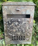 Antique Through The Door Steel Mailbox With Key Marked Wall Mount Rare Htf. Fixed Price $59.57.