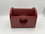 Vintage Red Wooden Heart Box Mail Organizer Lazy Susan Counter Makeup. Fixed Price $14.99.
