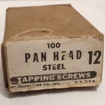 Vintage 100CT Box Pan Head Steel Tapping Screws Size 12 -ek Hardware Co. Ny Usa. Fixed Price $16.00.