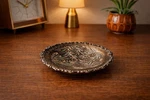 Vintage Copper Footed Bowl Hand-etched Boho Floral Dish Artist Signed. Fixed Price $23.80.