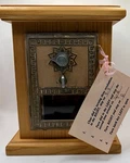 Vintage Post Office Box Door Safe Oak Wood Bank W/ Key Lock - 7" 6". Fixed Price $54.99.