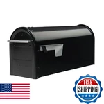 Architectural Mailboxes Franklin Post Mount Mailbox, Black With Silver Accents,. Fixed Price $56.74.