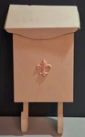 Vintage Metal Wall Mounted Mailbox With Flip Top & Fleur De Lis Symbol Front. Fixed Price $14.99.