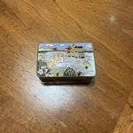 Rectangle Asian Scene Cloisonne Trinket Pill Box Sea Foam Enamel Interior 2". Fixed Price $25.00.