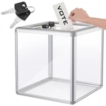 12 In Acrylic Donation Raffle Box With Slot & Lock, Large Clear Bal.... Fixed Price $56.70.