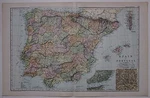 1910 Original Map Spain & Portugal Madrid Lisbon Balearic Isles Gibraltar. Fixed Price $77.91.
