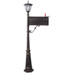 Decorative Modern Cast Aluminum Mailbox Kit With Solar Lamp Large Post. Fixed Price $324.72.