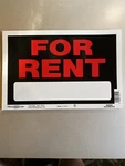 (4 Pack) Hillman Group 839926 X12 Red/white/black Plastic For Rent Sign. Fixed Price $9.87.