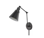 Hampton Bay 1-LIGHT Black Plug-in/hardwired Swing Arm Wall Lamp With 6 Ft. Cord. Fixed Price $33.58.