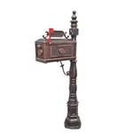 Vintage Copper Cast Aluminum Mailbox W/post 62.6" 18.5X8.97X10.63" Outdoor. Fixed Price $316.97.