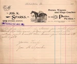 1890S Philadelphia Horses Wagons Stage Coaches Invoice Jos Sparks. Fixed Price $89.99.