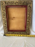 Antique Victorian 1800 S Wood Goldleaf Floral Picture Frame With Velvet Mat. Fixed Price $119.00.
